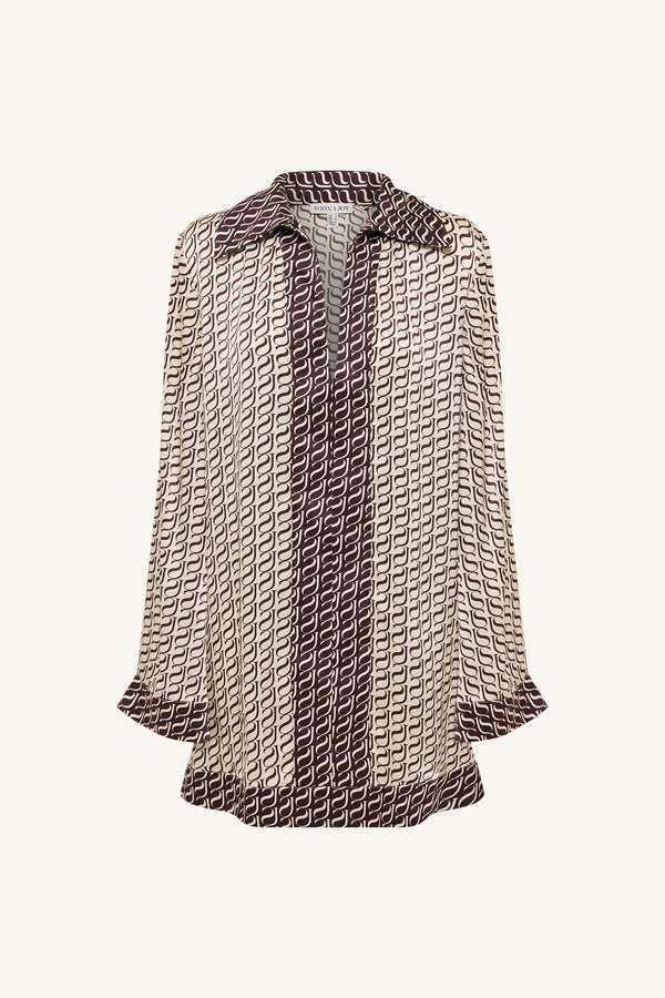 MONOGRAM SILK CONTRAST MINI DRESS_G