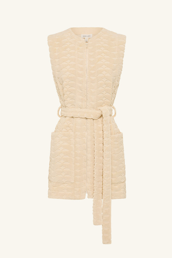 PAULINE ZIP FRONT MINI DRESS - BONE_G