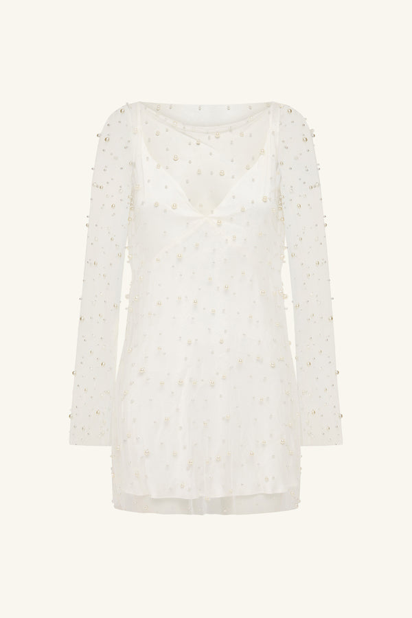 OPALINE SHEER PEARL MINI DRESS_G