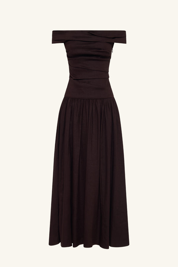 BROOKS OFF SHOULDER MAXI DRESS - GANACHE_G