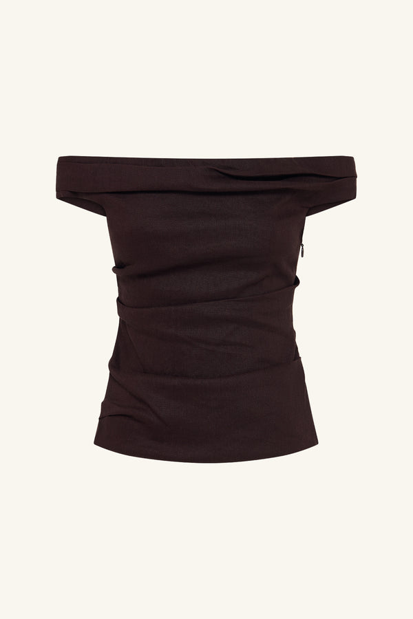 BROOKS OFF SHOULDER TOP - GANACHE_G