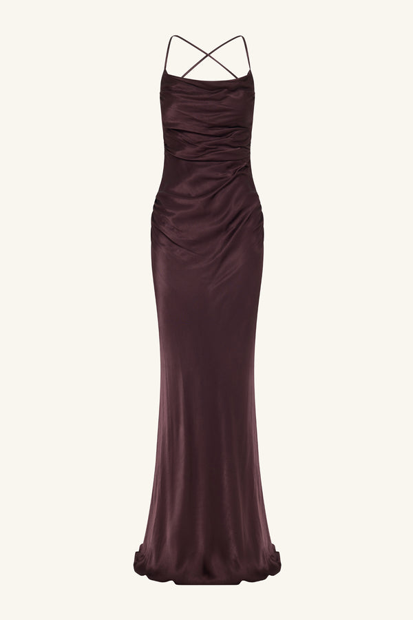 LA LUNE LACE BACK MAXI DRESS - ESPRESSO_G