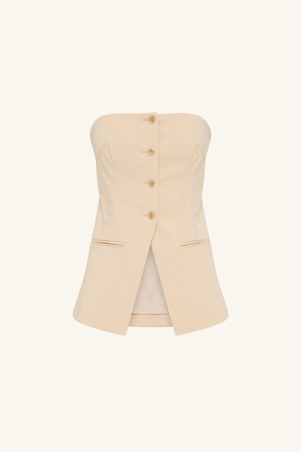 LANI STRAPLESS TAILORED TOP - BISCOTTI_G