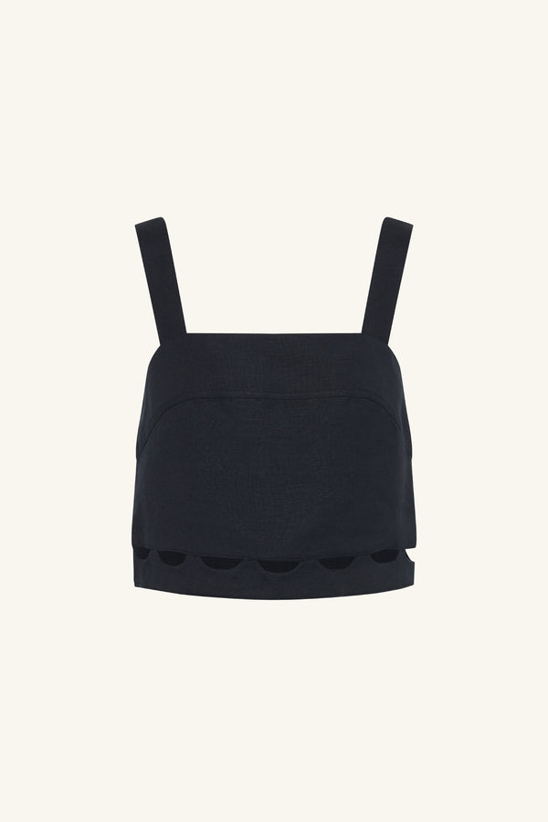 BIRDIE SCALLOP CAMI - BLACK_G