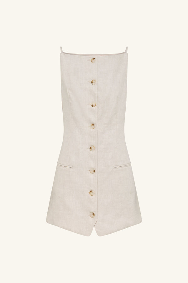 ELLIOT SQUARE NECK MINI DRESS - PARCHMENT_G