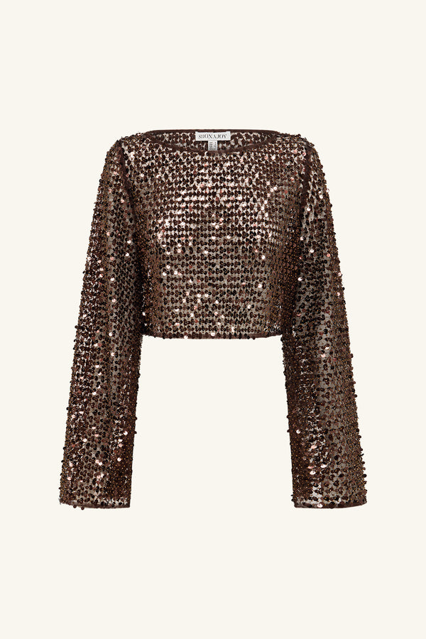 EVERLY LONG SLEEVE TOP - CHESTNUT_G