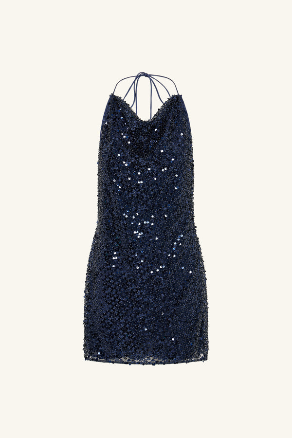 EVERLY HIGH NECK COWL MINI DRESS - MOONLIGHT_G