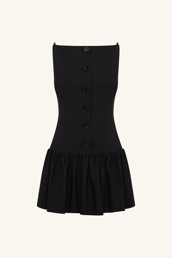 LANI DROP WAIST SQUARE NECK MINI DRESS - BLACK_G