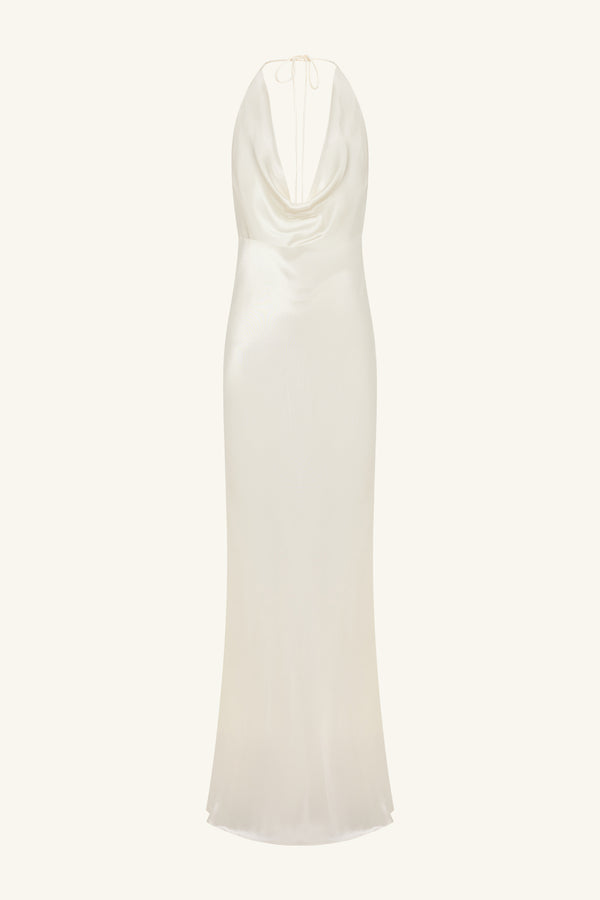 LA LUNE LOW COWL MAXI DRESS - WHITE_G