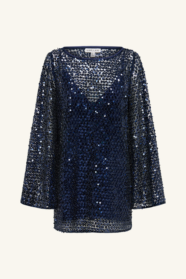 EVERLY LONG SLEEVE MINI DRESS - MOONLIGHT_G