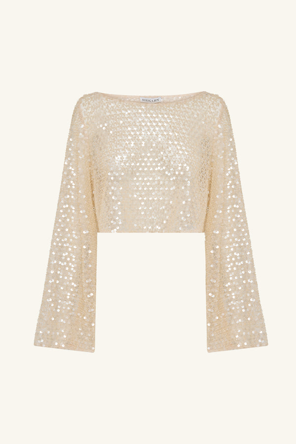 EVERLY LONG SLEEVE TOP - MACADAMIA_G