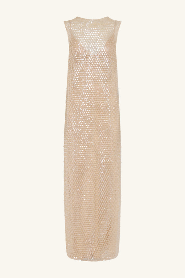 EVERLY HIGH NECK SLEEVELESS MAXI DRESS - MACADAMIA_G