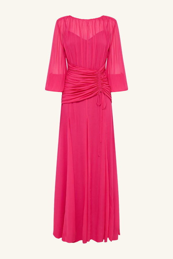 AYLAH HIGH NECK BALLOON SLEEVE MAXI DRESS - FUCHSIA_G