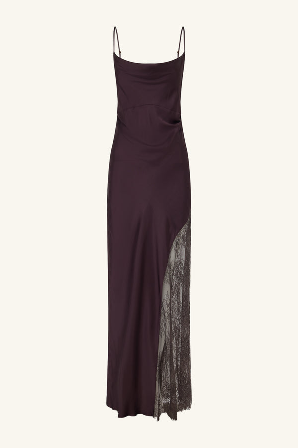 ALLEGRA COWL LACE PANELLED MAXI DRESS - ESPRESSO_G