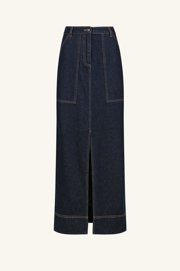 RITA PANELLED MAXI SKIRT - DEEP INDIGO_G