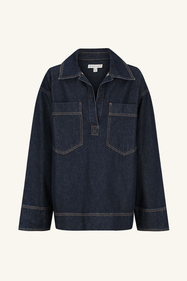 RITA PATCH POCKET SHIRT - DEEP INDIGO_G
