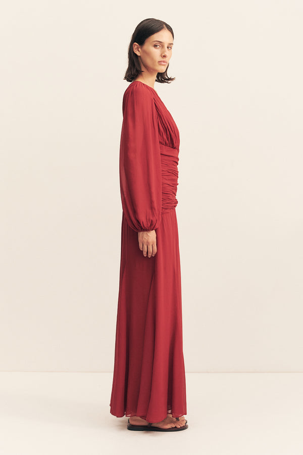 ROWE SIDE SPLIT MAXI DRESS - SANGRIA_S