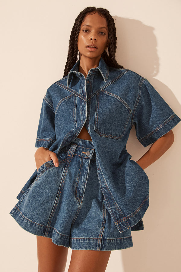 RAQUEL HIGH WAISTED FLARED SHORT_D