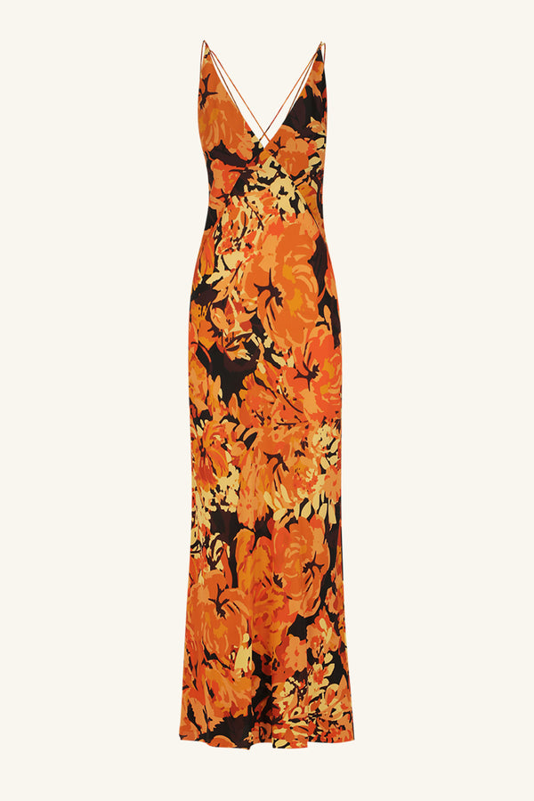 SANTOS SILK CROSS STRAP MAXI DRESS_G
