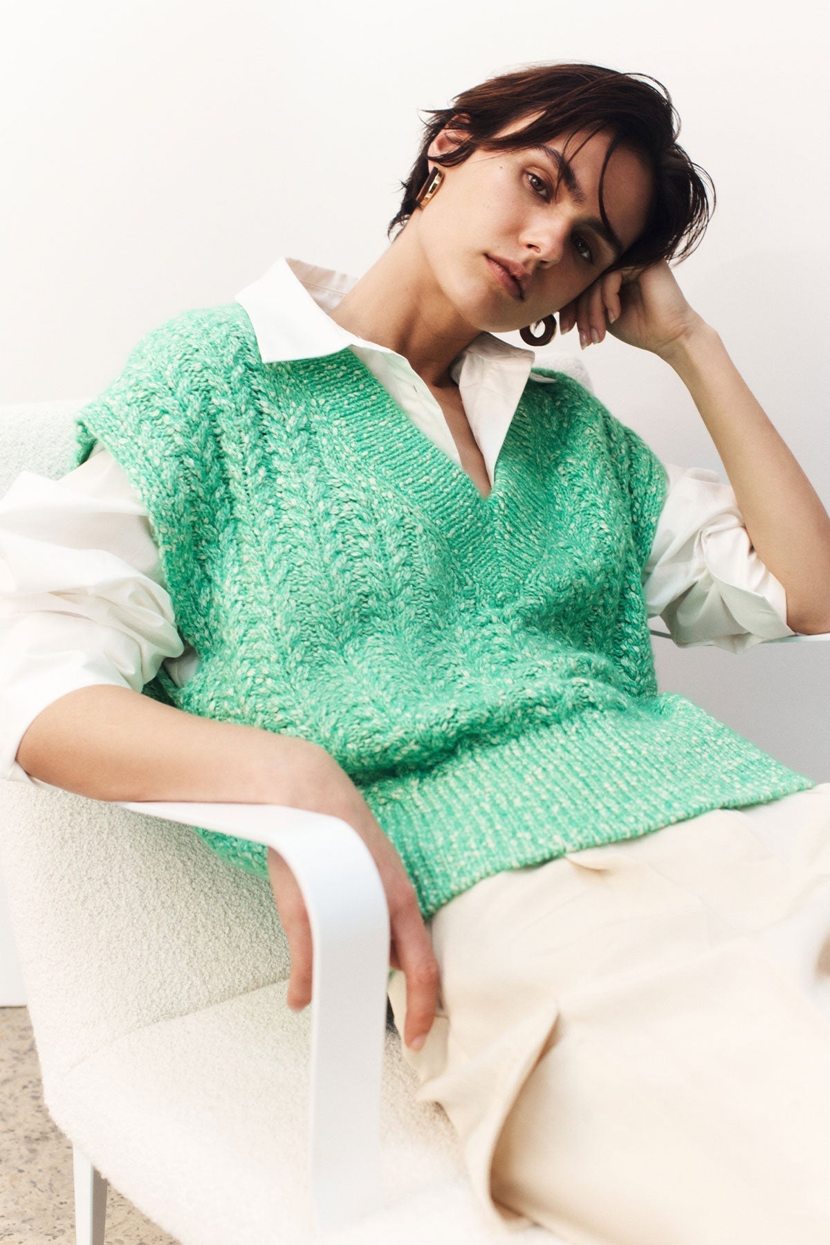 Green hot sale knitted vest