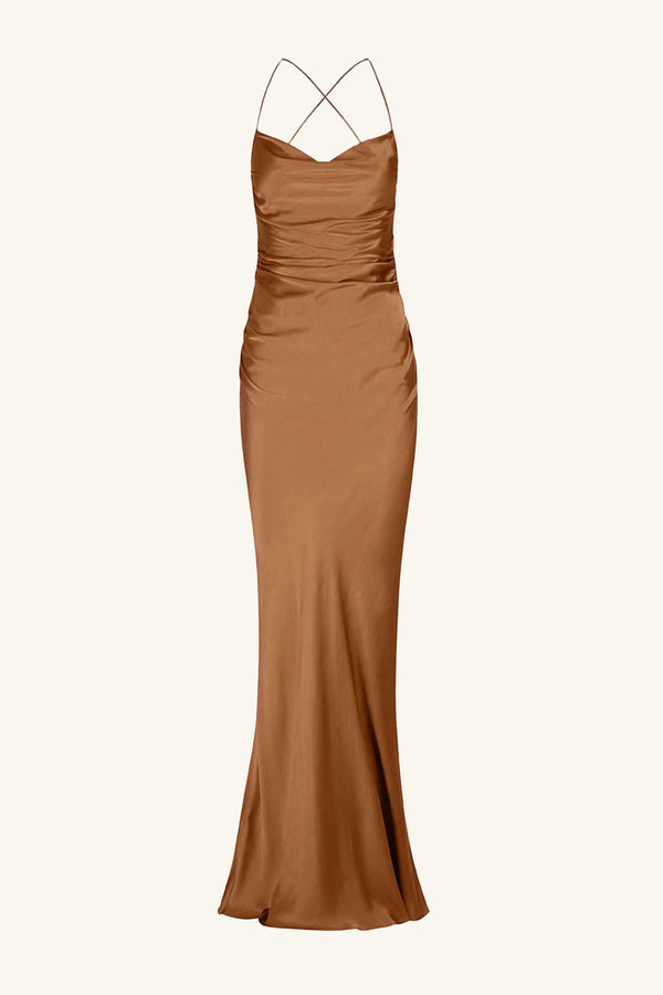 LA LUNE LACE BACK MAXI DRESS - ALMOND_G