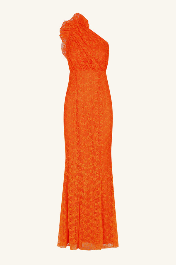SOL LACE ASYMMETRICALAL DETAIL MAXI DRESS - FLAME_G