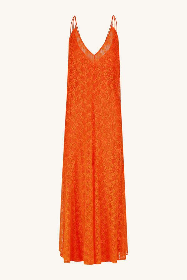 SOL LACE PLUNGED MAXI DRESS - FLAME_G
