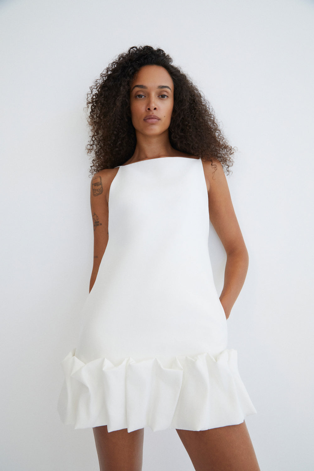 Otis Bubble Hem Mini Dress | Ivory | Dresses | Shona Joy