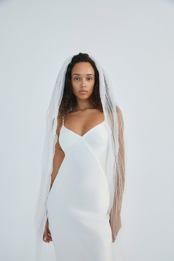 HALO PLEATED VEIL - IVORY