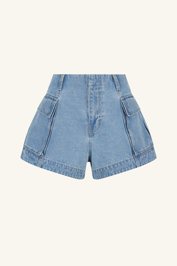 STELLA PATCH POCKET SHORTS - MID BLUE_G