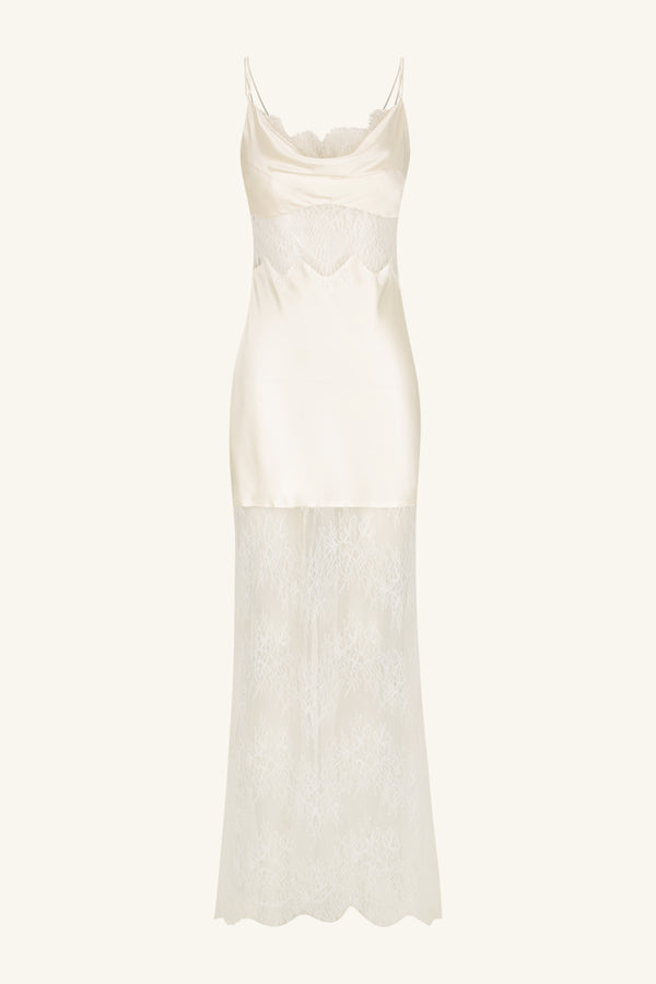 LA LUNE CUMULUS SILK LACE MAXI DRESS - IVORY_G