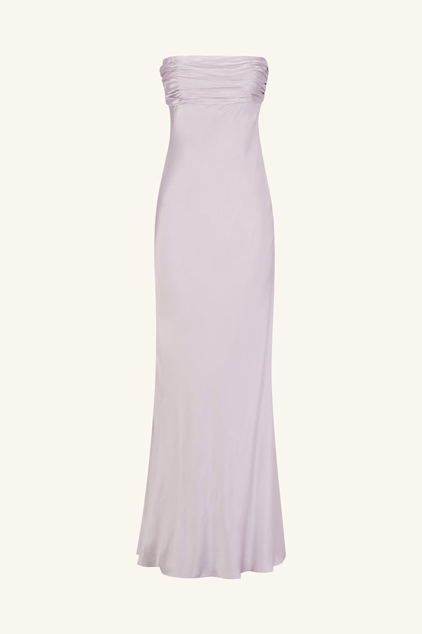 LA LUNE STRAPLESS RUCHED BODICE MAXI DRESS - LILAC_G