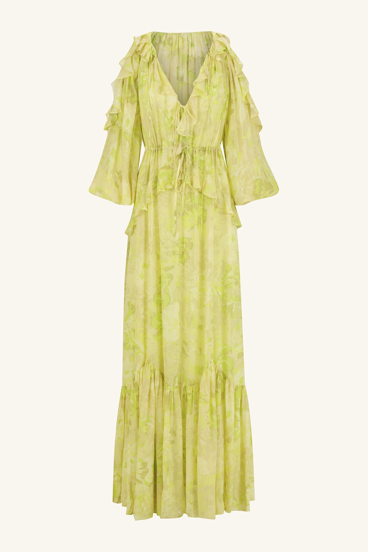 Miller Ruffle Drawstring Maxi Dress | Lime/ Multi | Dresses Miller Ruffle Drawstring Maxi Dress | Lime/ Multi | Dresses