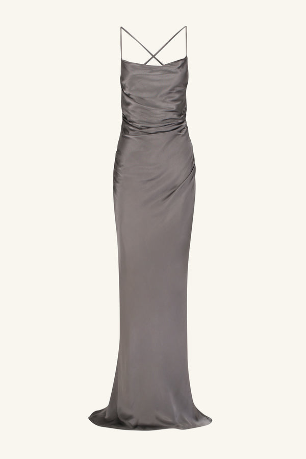 LA LUNE LACE BACK MAXI DRESS - GRAPHITE_G