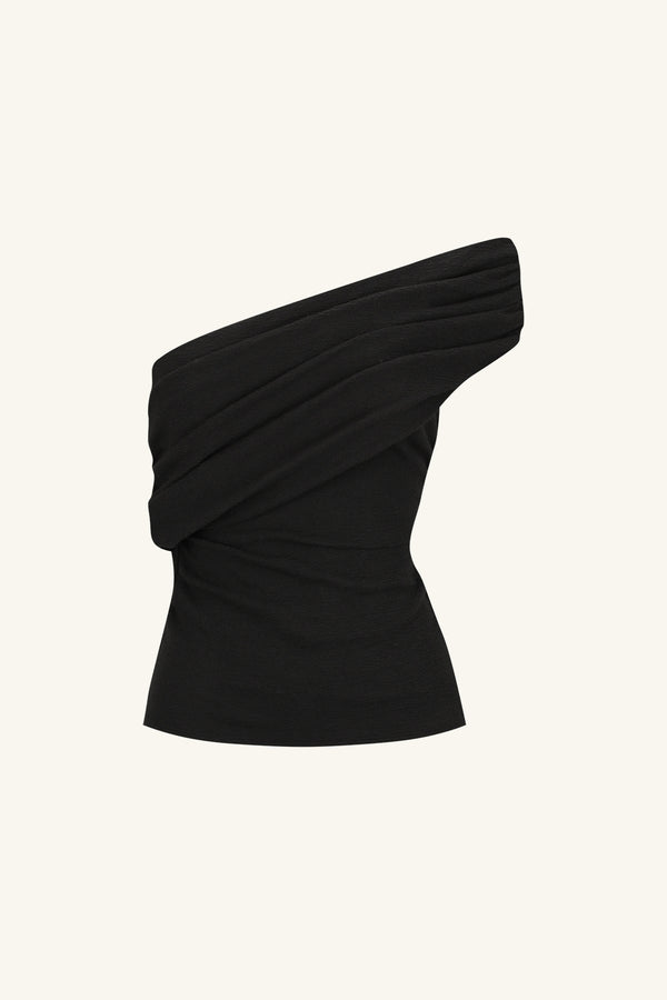 BEAU ONE SHOULDER TOP - BLACK_G
