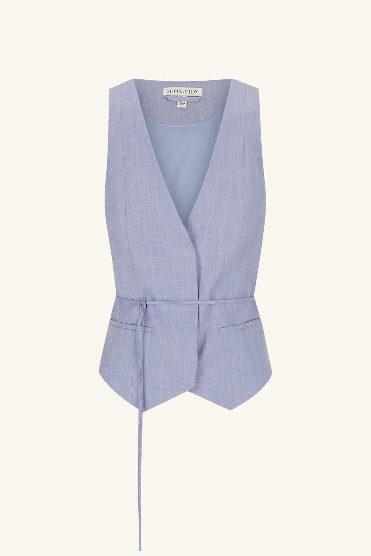 Asher Belted Vest | Chambray Blue | Tops | Shona Joy
