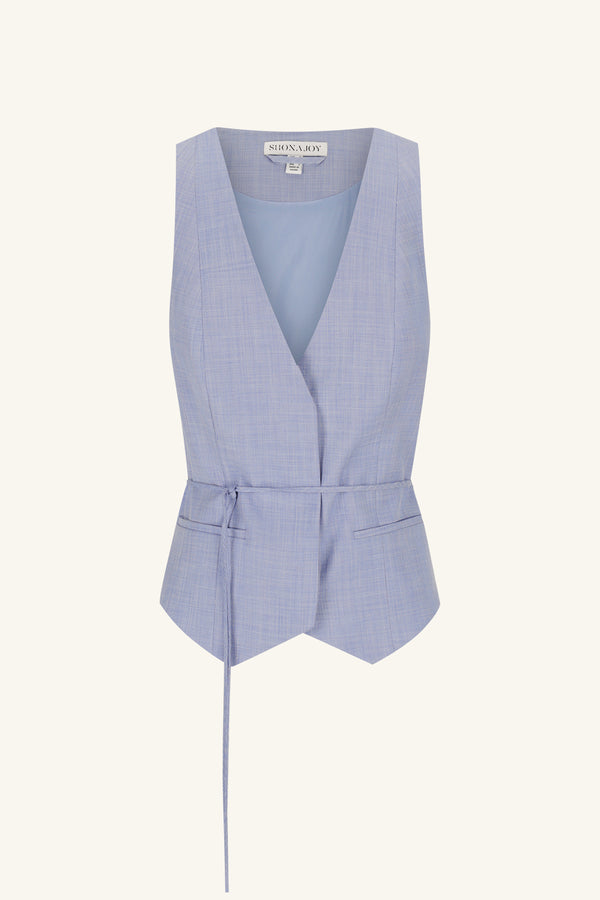ASHER BELTED VEST - CHAMBRAY BLUE_G