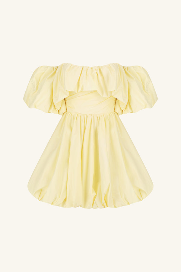 MAIORI OFF SHOULDER DRAPED BUBBLE MINI DRESS - LEMON_G