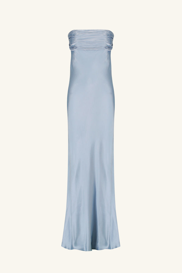 LA LUNE STRAPLESS RUCHED BODICE MAXI DRESS - POWDER BLUE_G