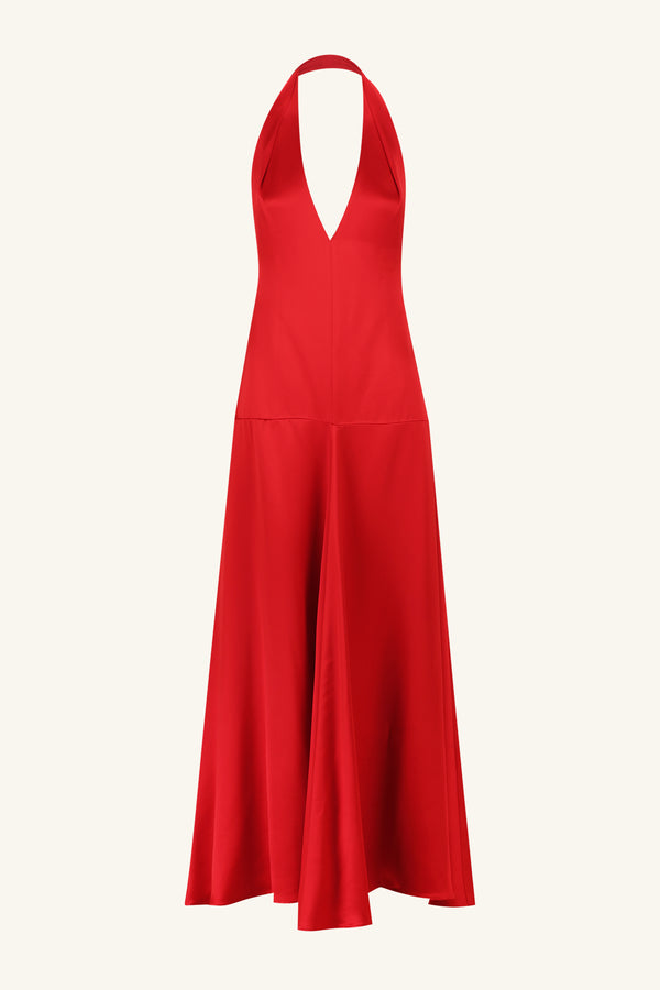 SAVANNA HALTER OPEN BACK MAXI DRESS - CHILLI_G