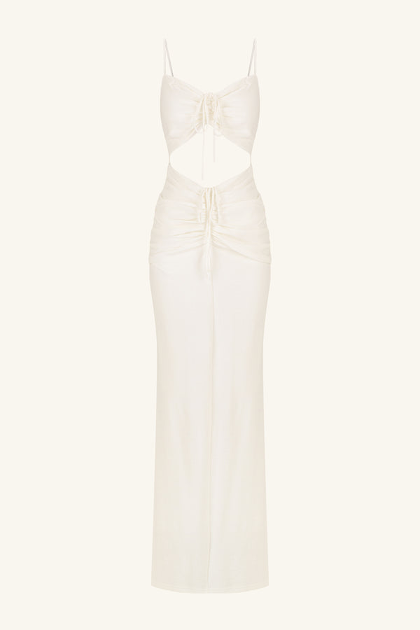 BEAU SLEEVELESS DRAWSTRING MAXI DRESS - IVORY_G