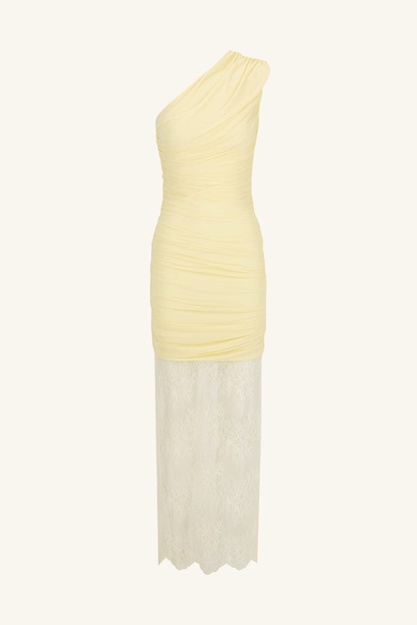 MARTINE LACE GATHERED MAXI DRESS - SHERBET YELLOW_G