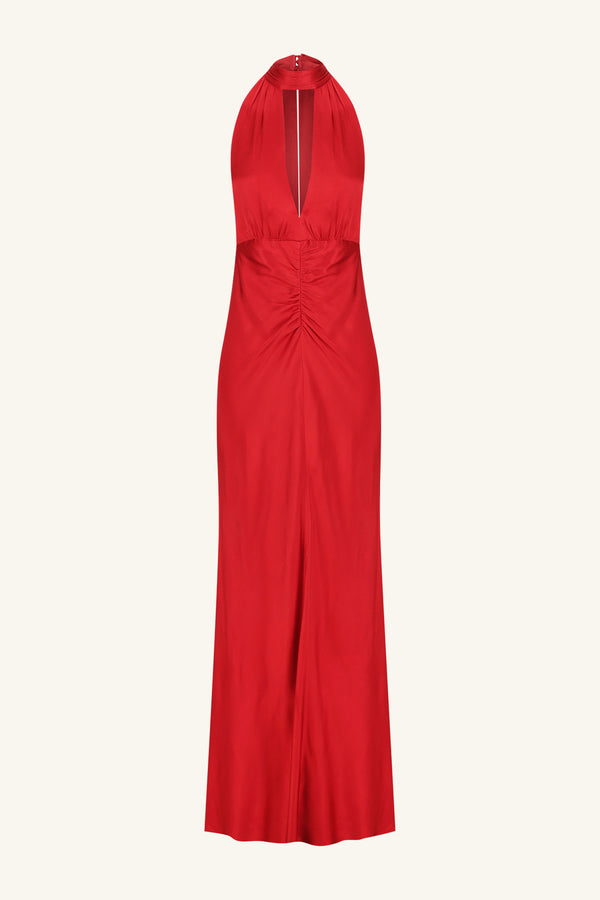 TATUM HALTER NECK MAXI DRESS - GRENADINE_G