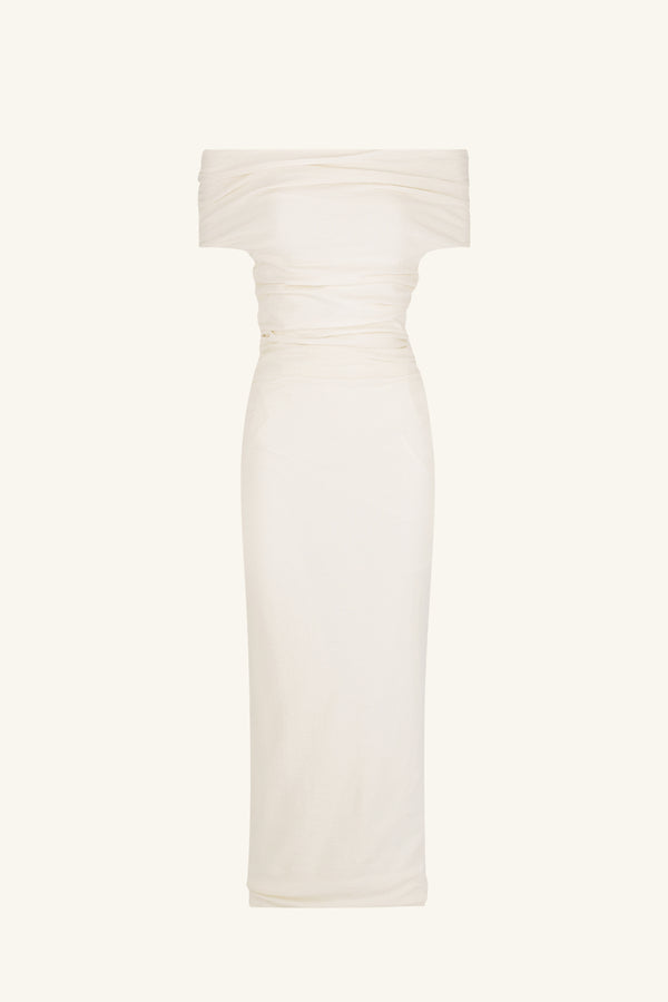 BEAU OFF SHOULDER MIDI DRESS - IVORY_G