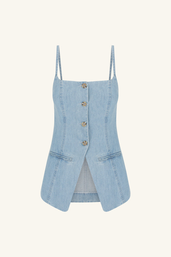 ELLSWORTH TAILORED TOP - BLEACHED BLUE_G