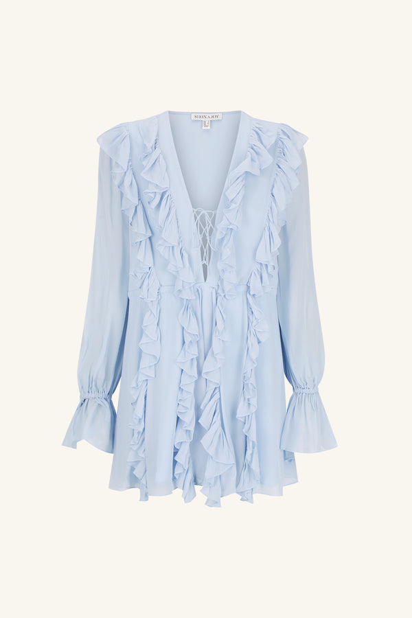 EMORY RUFFLE MINI DRESS - ARCADIAN BLUE_G