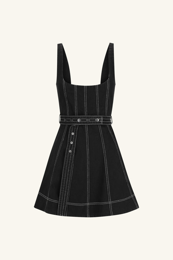 MERCER BELTED MINI DRESS - BLACK_G