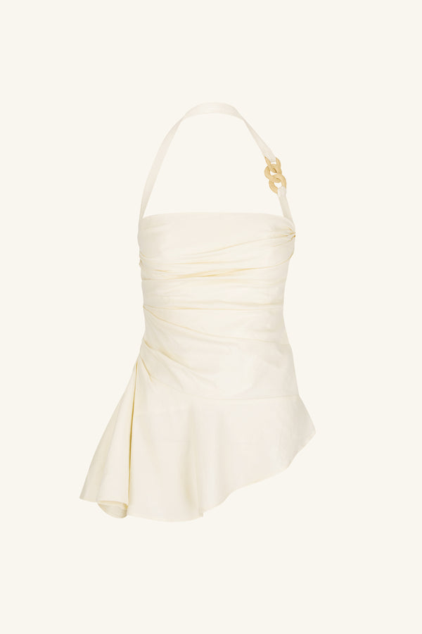 HADLEY DRAPED HALTER TOP - CHALK_G