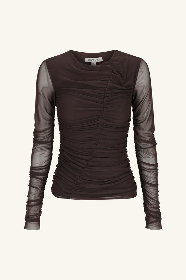 MIRA GATHERED TOP - GANACHE_G