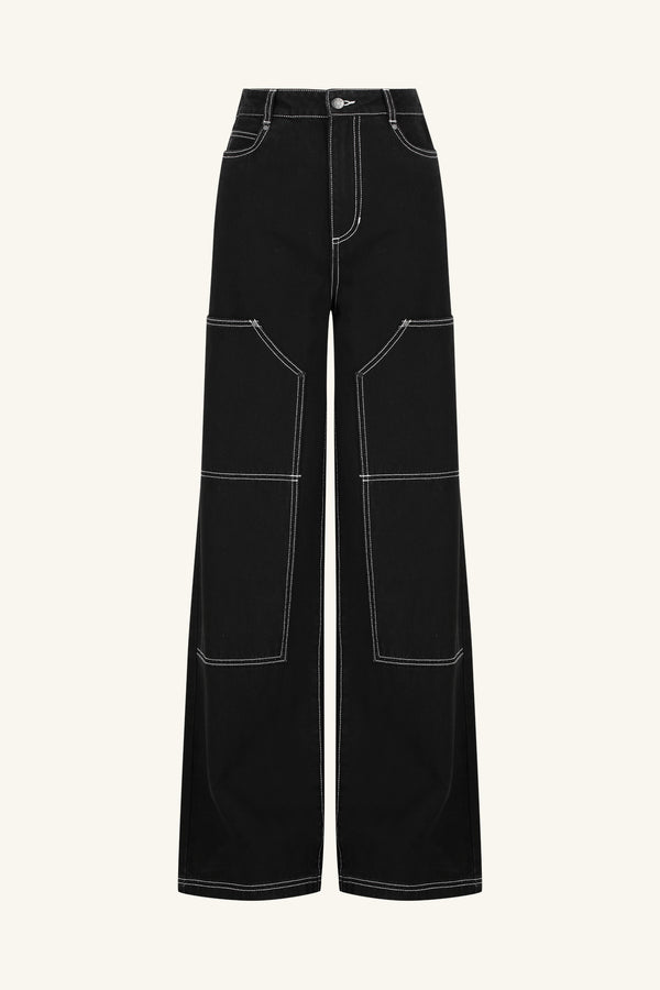 MERCER WIDE LEG CARGO JEAN - BLACK_G